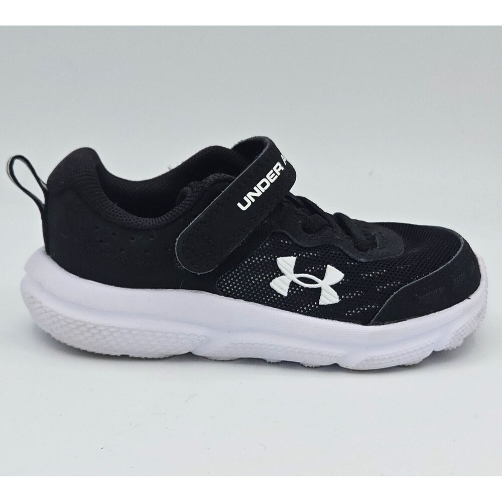 Under Armour Kids Toddler Athletic Shoes Black White Hook & Loop Size 7K
